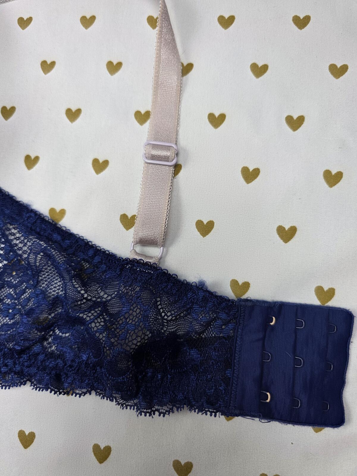 Victorias Secret BLING Blue Studded Lined Demi Balconette Bra 36DDD
