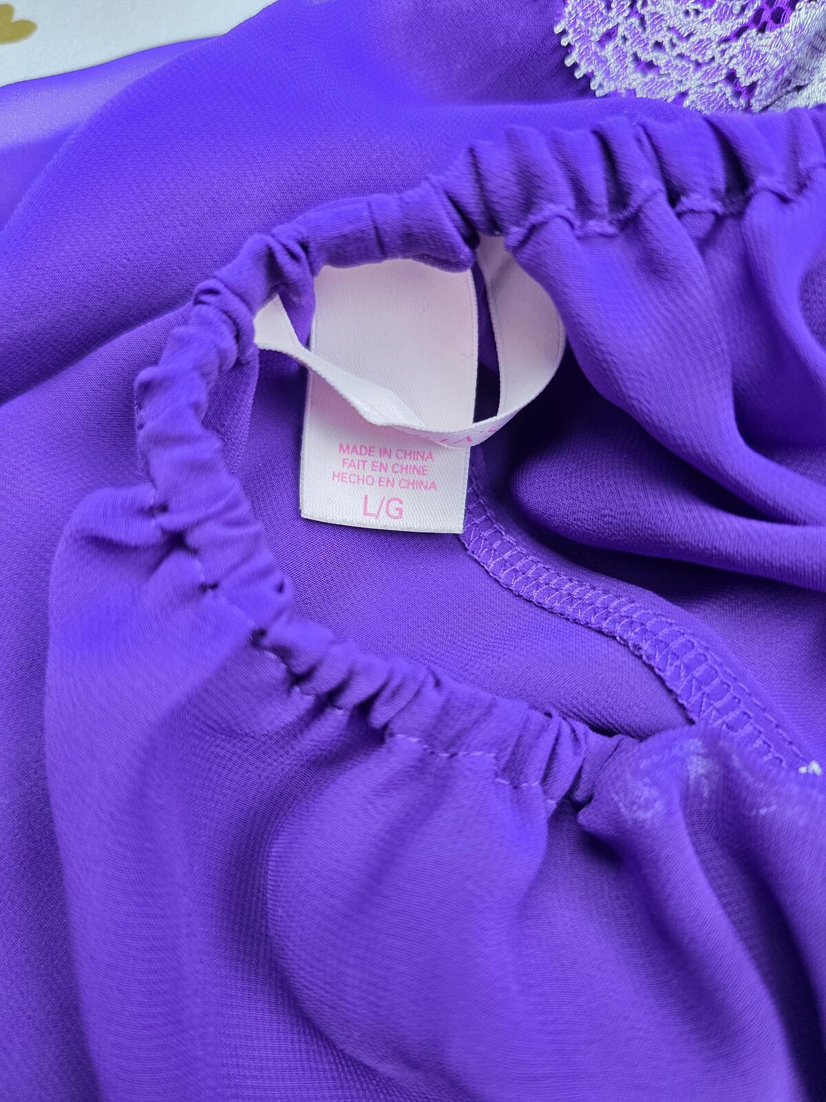 Victorias Secret Purple Lace Halter Sheer Tie Nightie Lingerie Babydoll LARGE