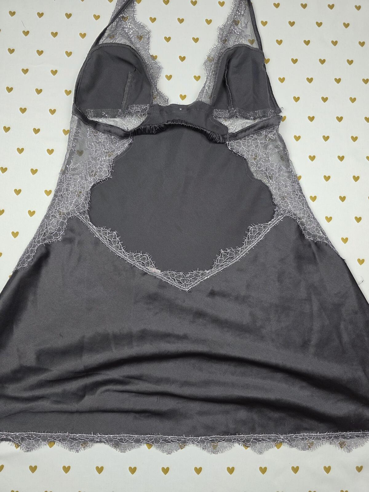 Victorias Secret Sexy satin Lace Nightie Lingerie Slip Dress Halter SMALL