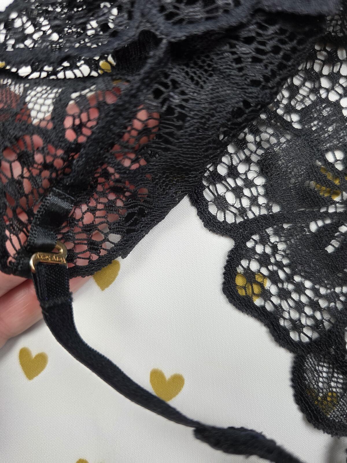 Victorias Secret Sexy Lace Tie Halter Bodysuit Teddy Sheer Black V String Thong