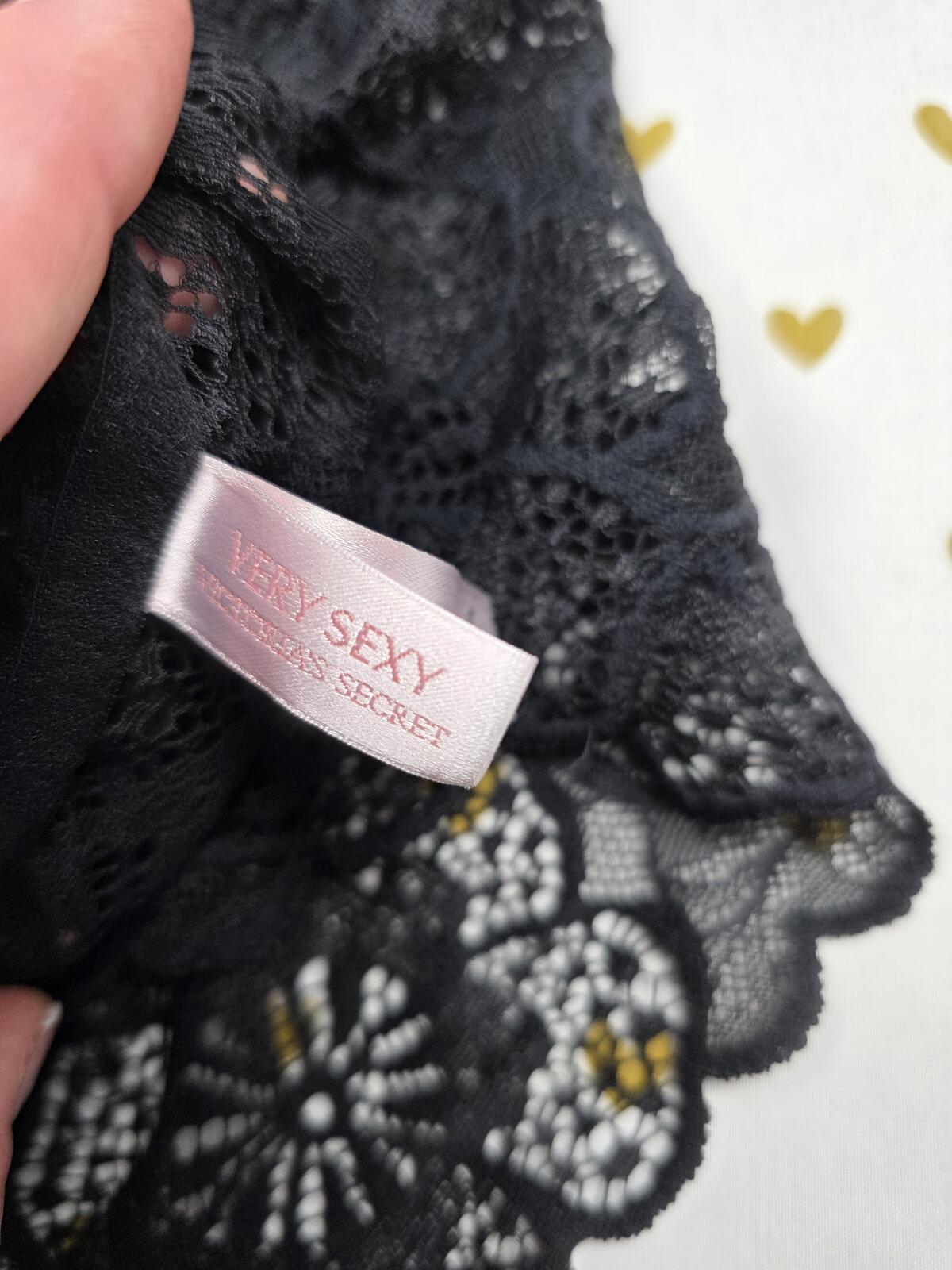 Victorias Secret Sexy Lace Tie Halter Bodysuit Teddy Sheer Black V String Thong