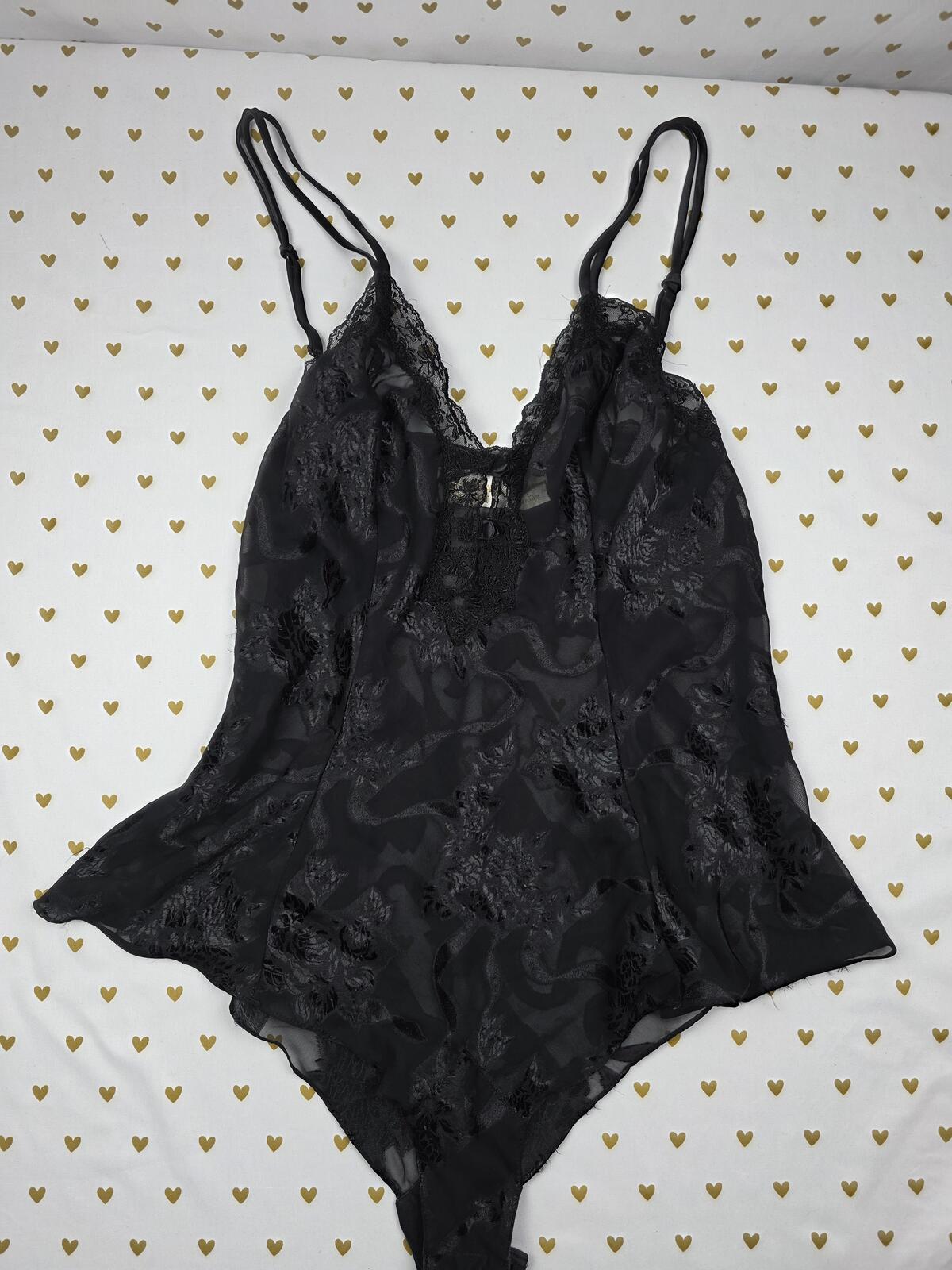 Victorias Secret Vintage GOLD LABEL Teddy Satin LARGE Silky Bodysuit Lingerie