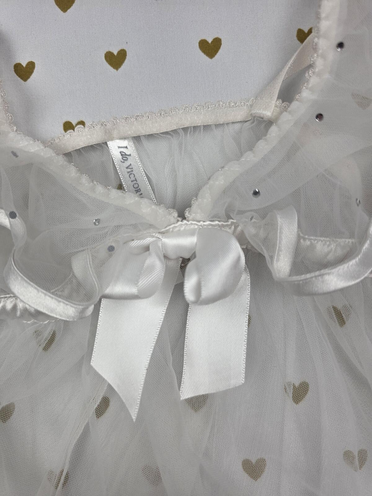 Victorias Secret BRIDAL I DO Bling Babydoll Lingerie Nightie Sheer White SMALL