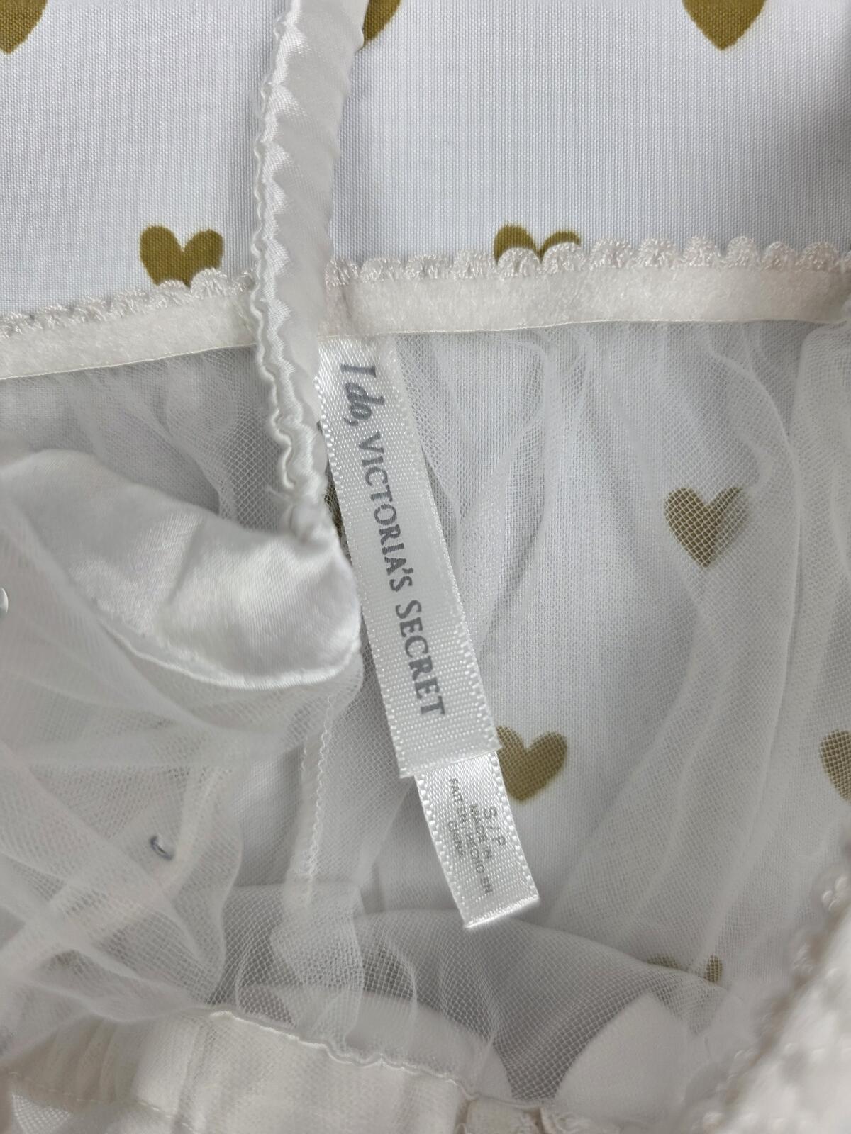 Victorias Secret BRIDAL I DO Bling Babydoll Lingerie Nightie Sheer White SMALL