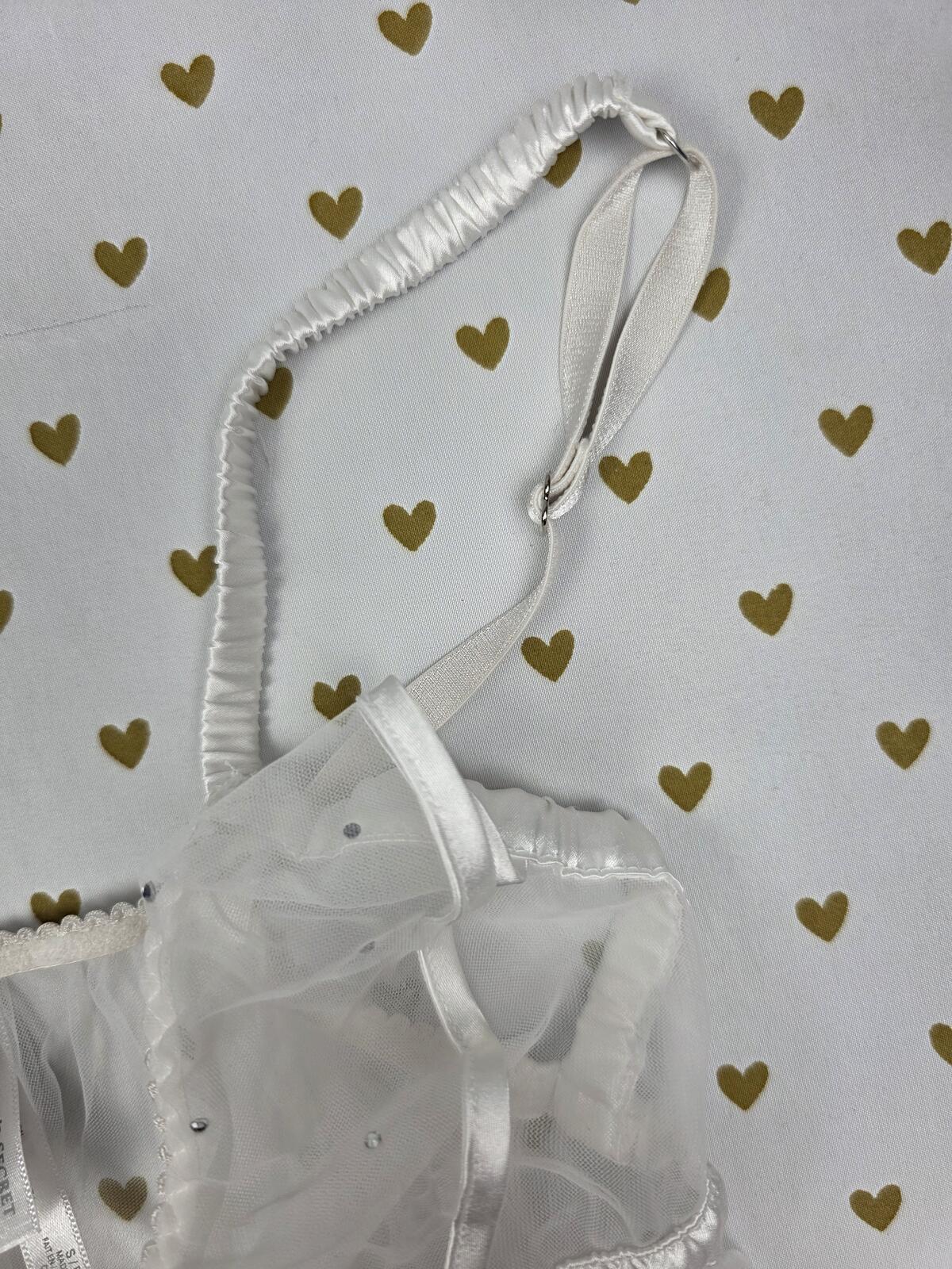 Victorias Secret BRIDAL I DO Bling Babydoll Lingerie Nightie Sheer White SMALL