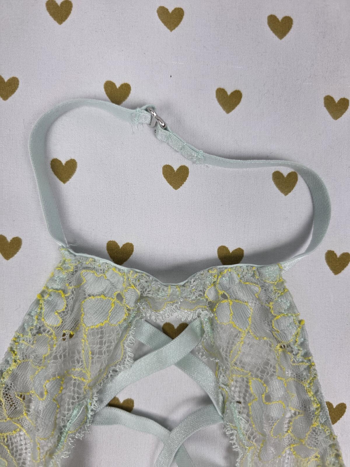 Victorias Secret Sheer Strappy Corset Babydoll Lingerie Nightie Flowy SMALL