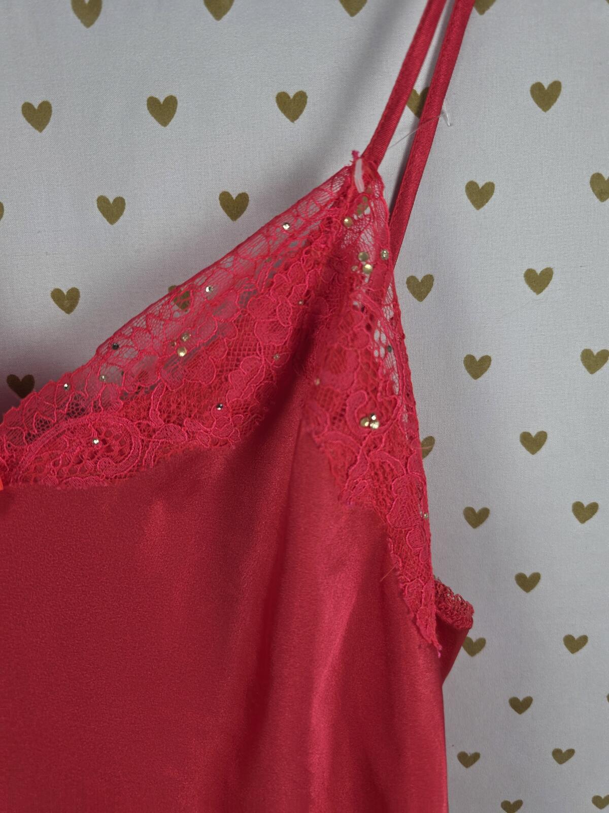 Victorias Secret Satin BLING Rhinestone Slip Dress Nightie Lingerie SMALL