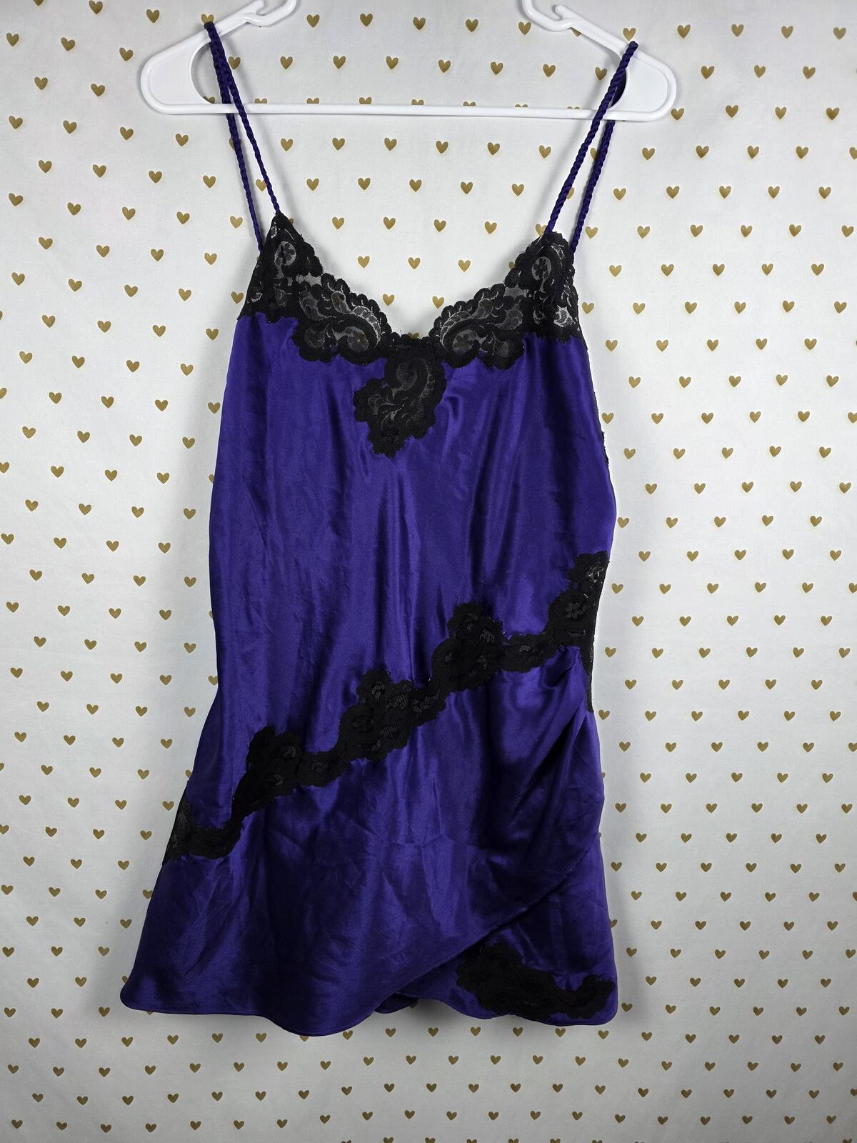 Victorias Secret Purple Lace Satin Flowy Nightie Lingerie Slip Dress GOLD LABEL