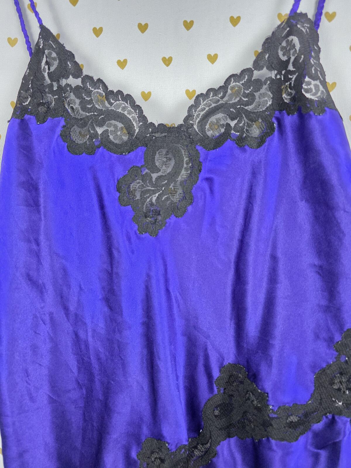 Victorias Secret Purple Lace Satin Flowy Nightie Lingerie Slip Dress GOLD LABEL