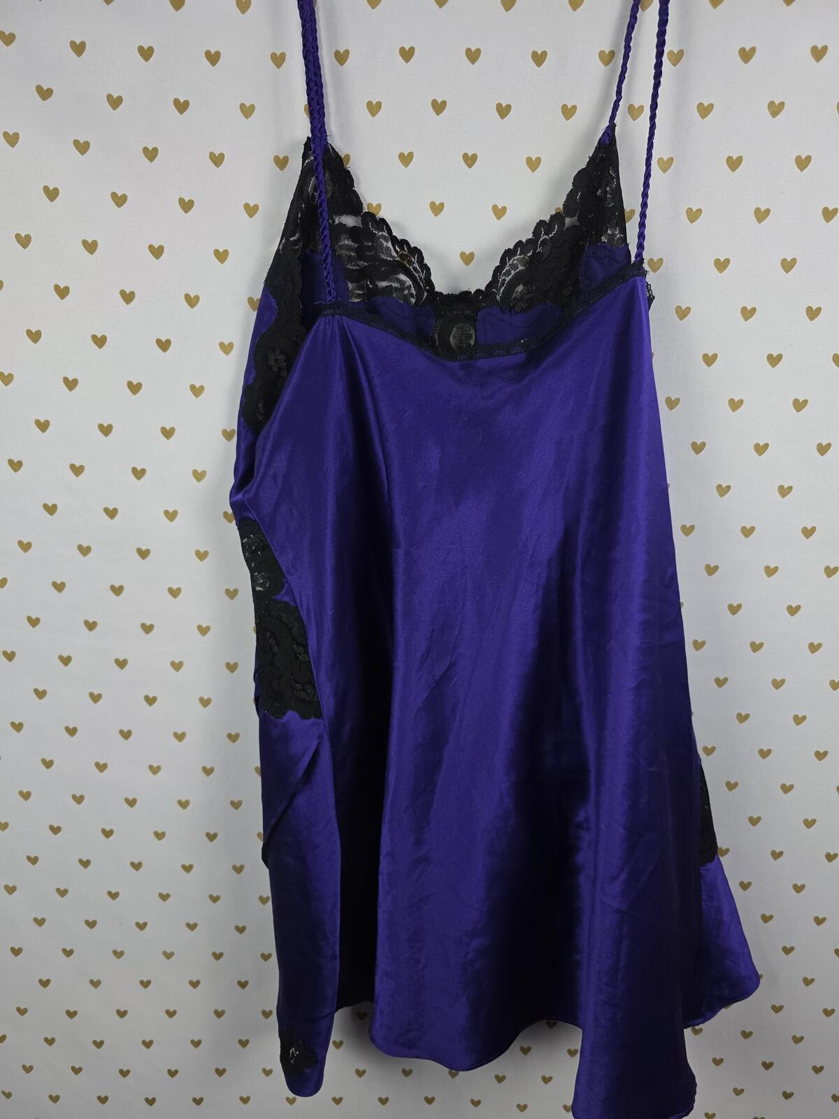 Victorias Secret Purple Lace Satin Flowy Nightie Lingerie Slip Dress GOLD LABEL