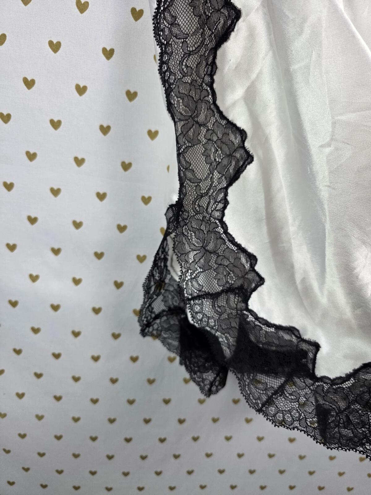 Victorias Secret White Satin Slip Dress black Lace Large Lingerie Nightie