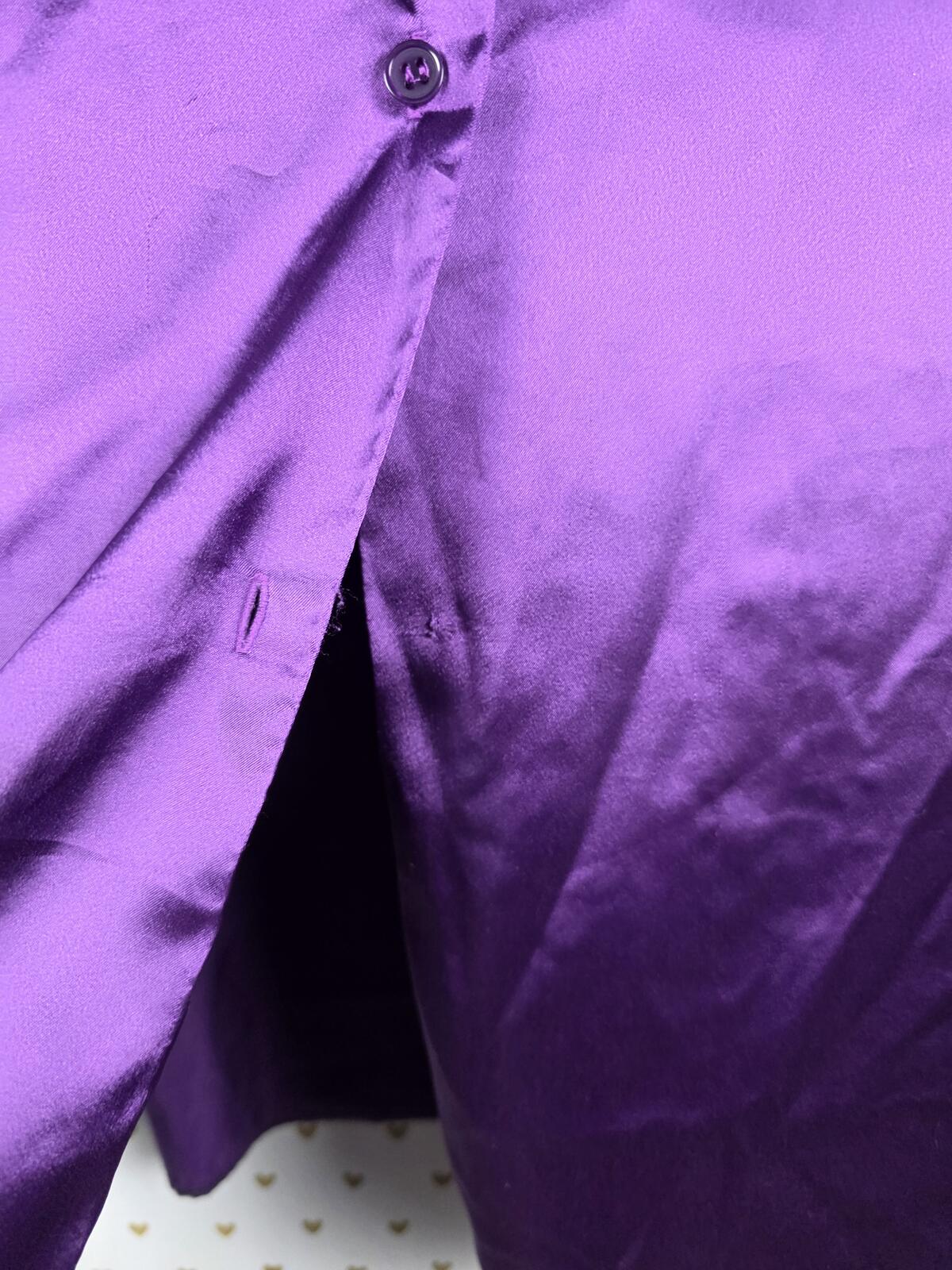 Victorias Secret Large Purple Satin Silky Nightgown Sleep Shirt Long Sleeve