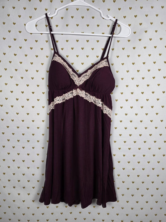 Victorias Secret Super Soft Medium Maroon Nightie Sleep Dress Lingerie