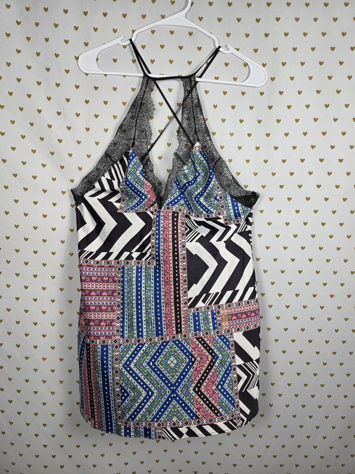 Victorias Secret Satin Geometric Slip Dress nightie Strappy Lingerie LARGE
