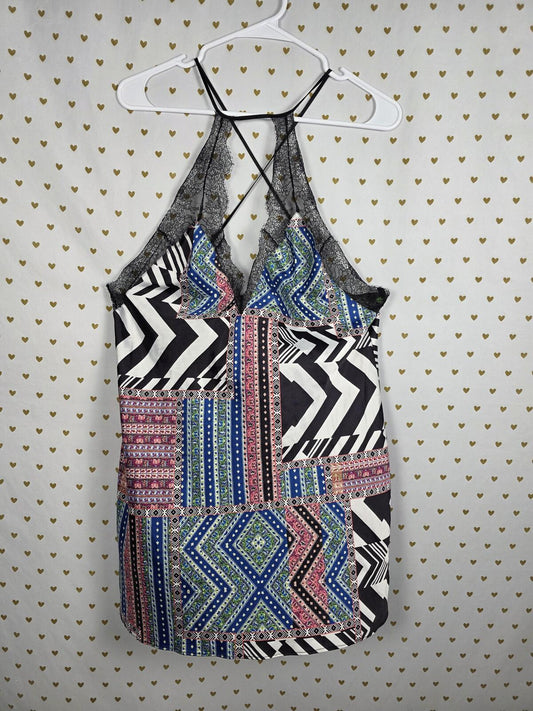 Victorias Secret Satin Geometric Slip Dress nightie Strappy Lingerie LARGE