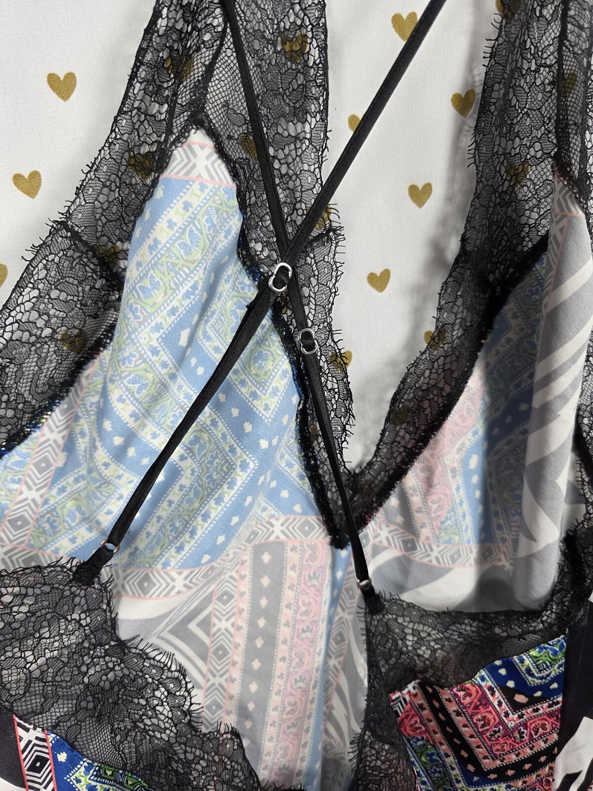 Victorias Secret Satin Geometric Slip Dress nightie Strappy Lingerie LARGE