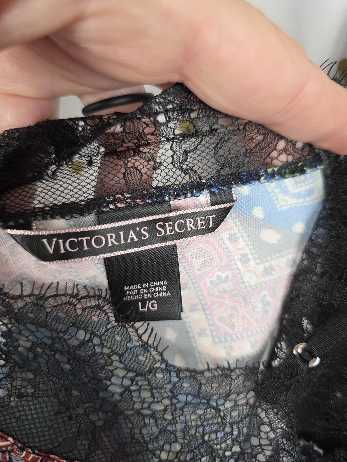 Victorias Secret Satin Geometric Slip Dress nightie Strappy Lingerie LARGE
