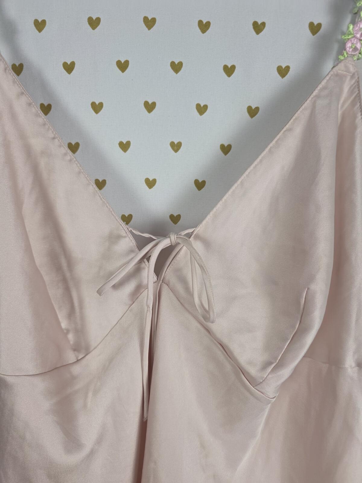 Victorias Secret Sexy Satin Floral Accent Slip Dress Nightie Tie xl  Lingerie