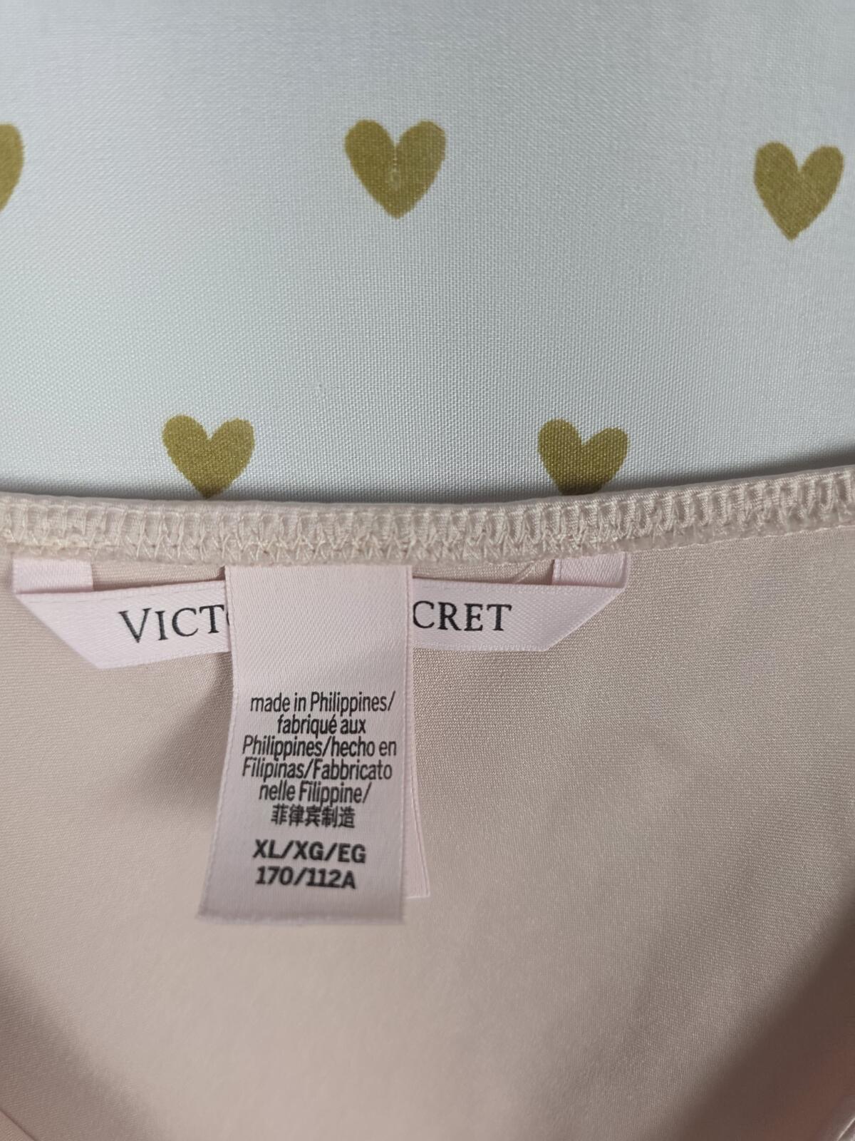 Victorias Secret Sexy Satin Floral Accent Slip Dress Nightie Tie Front Lingerie