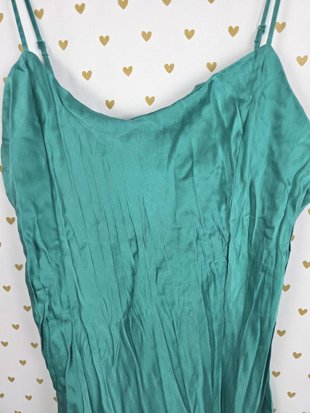 Victorias Secret Vintage Heart Label SILK Slip Dress Nightie Lingerie Green L