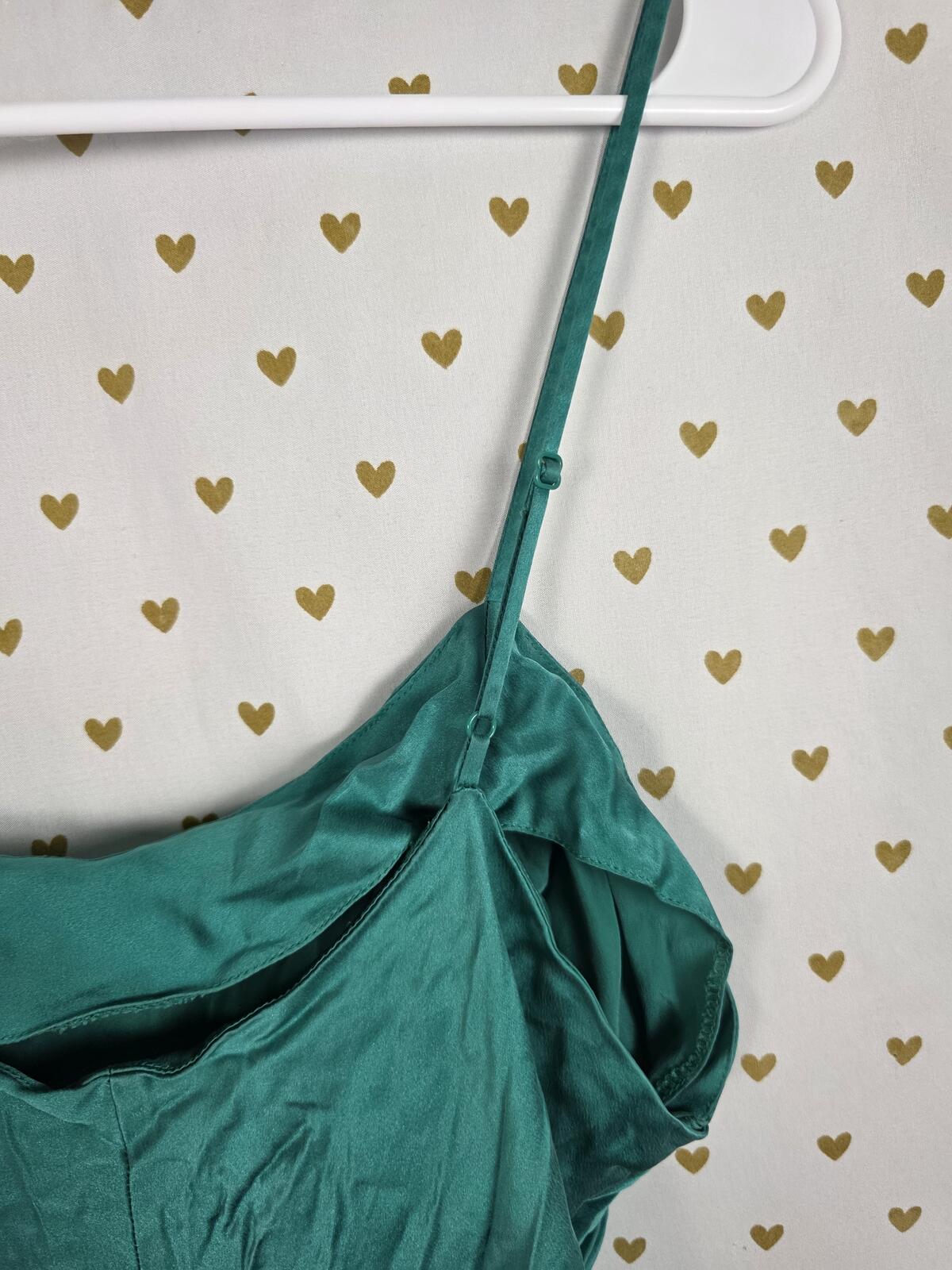 Victorias Secret Vintage Heart Label SILK Slip Dress Nightie Lingerie Green L