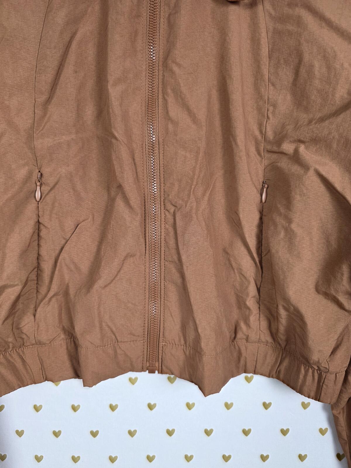 Victorias Secret Brown Active Vented Hoodie Jacket Full Zip Cropped Short SMALL