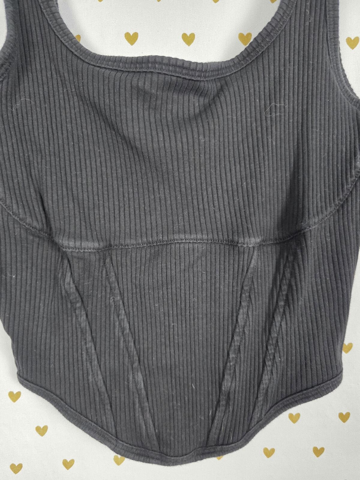 Victorias Secret PINK Black Ribbed Sexy Tank Top Small