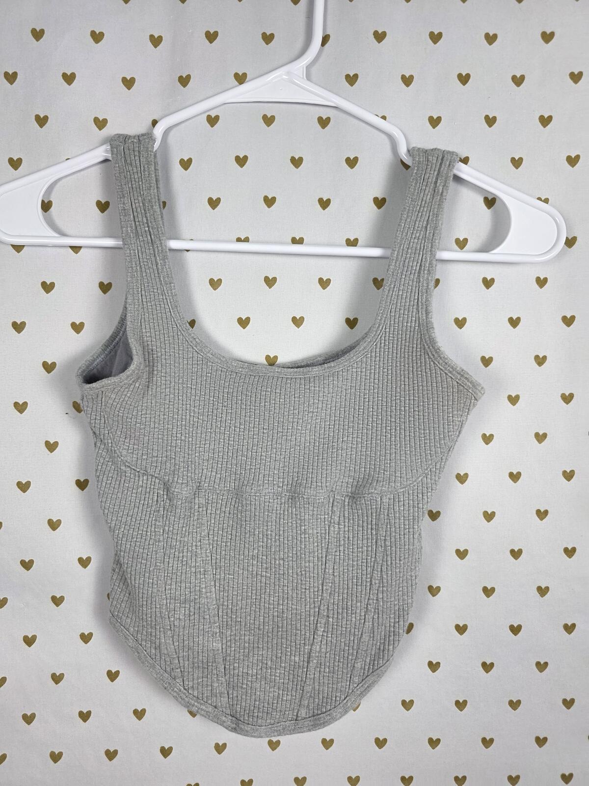 Victorias Secret PINK Ribbed textured Grey Tank Top Small