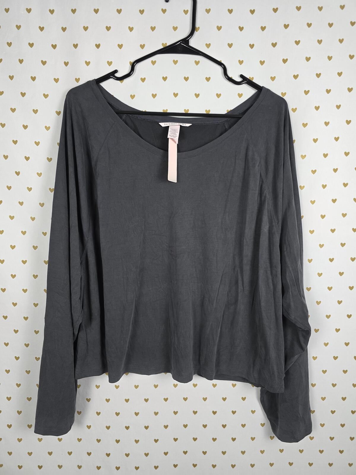 Victorias Secret PINK Modal Cotton NEW Soft Long Sleeve Open Back Tee 2XL XXL