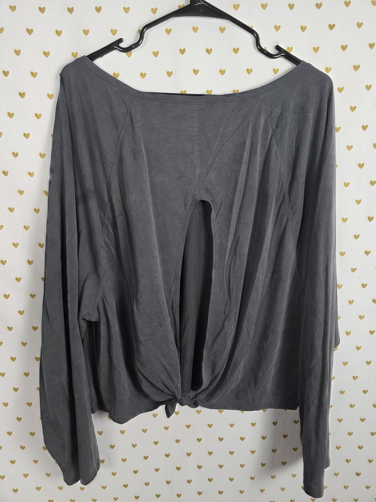 Victorias Secret PINK Modal Cotton NEW Soft Long Sleeve Open Back Tee 2XL XXL