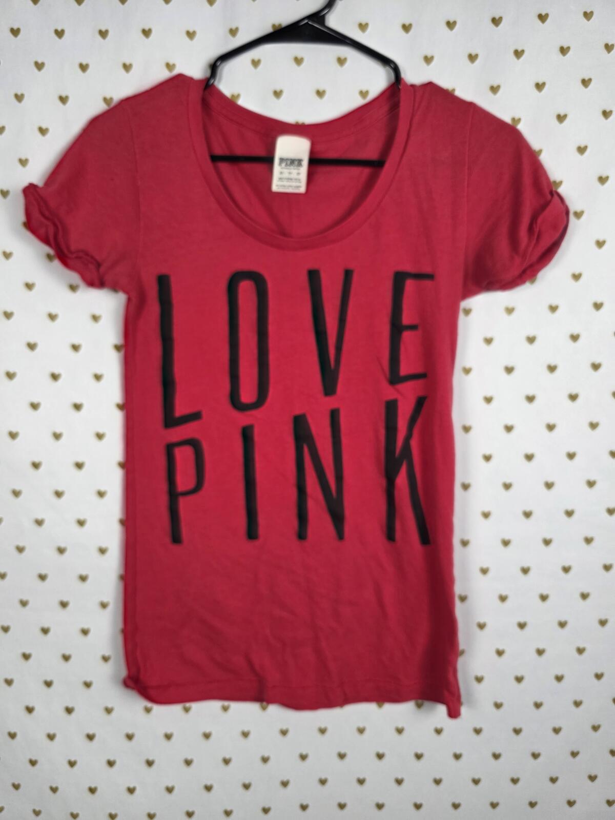 Victorias Secret PINK  XS Vintage Red Logo Tee Shirt Y2k