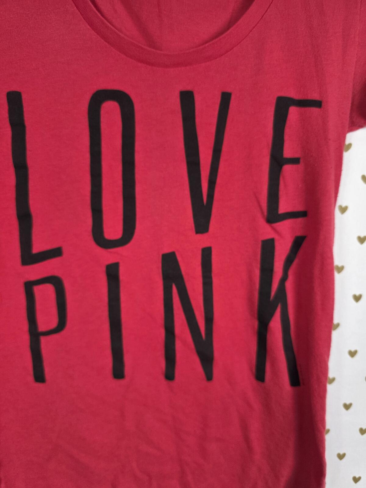 Victorias Secret PINK  XS Vintage Red Logo Tee Shirt Y2k