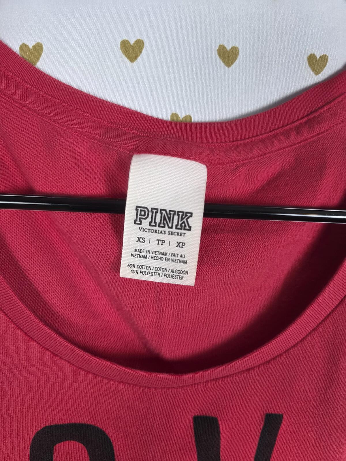 Victorias Secret PINK  XS Vintage Red Logo Tee Shirt Y2k