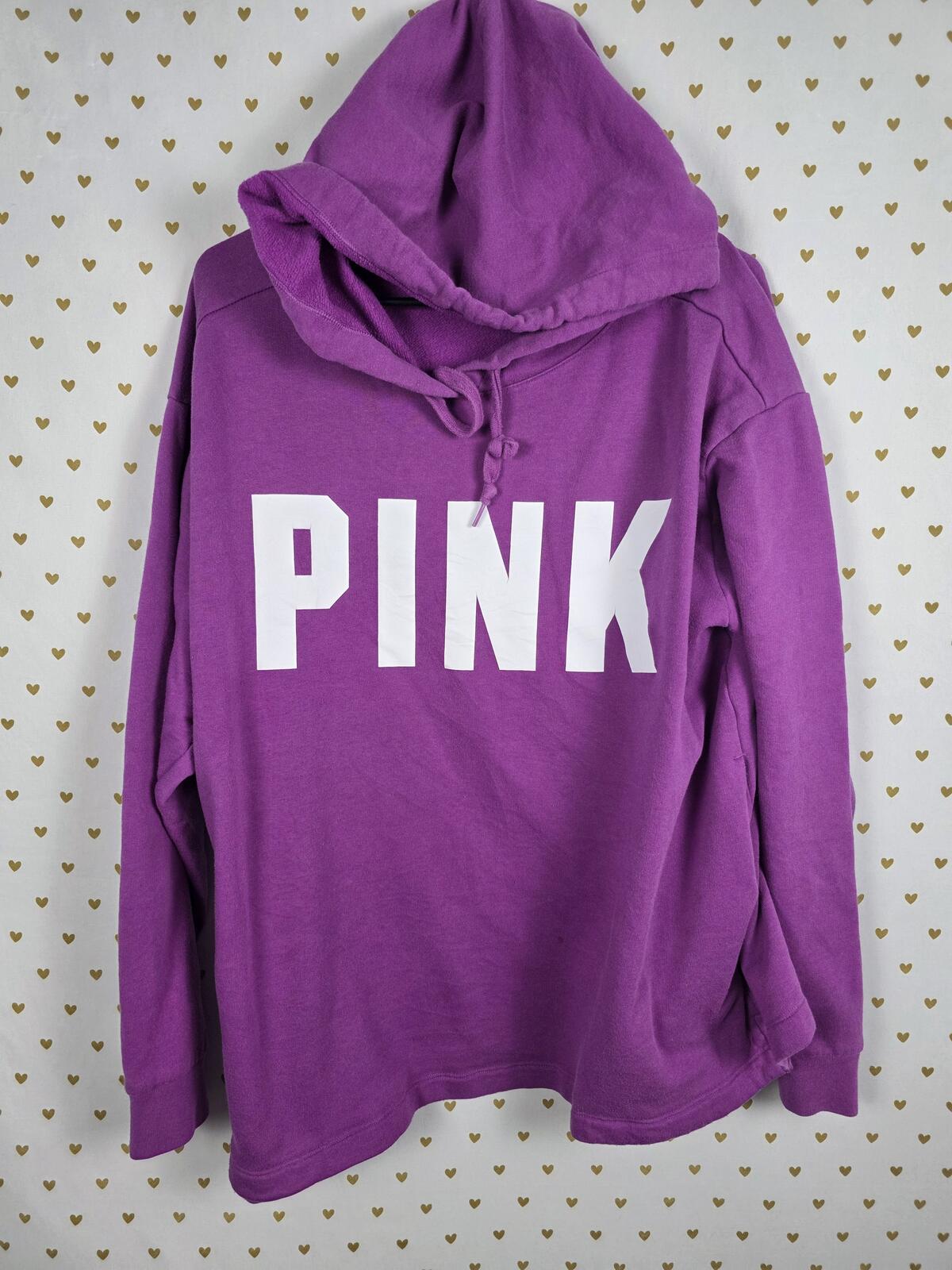 Victorias Secret Pink Purple Oversized Logo Sweater Shirt Dress POckets XL