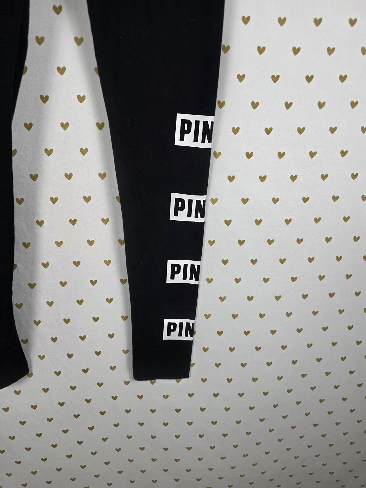 Victorias Secret PINK Bling Logo Sequined Foldover Yoga Pants Skinny XS