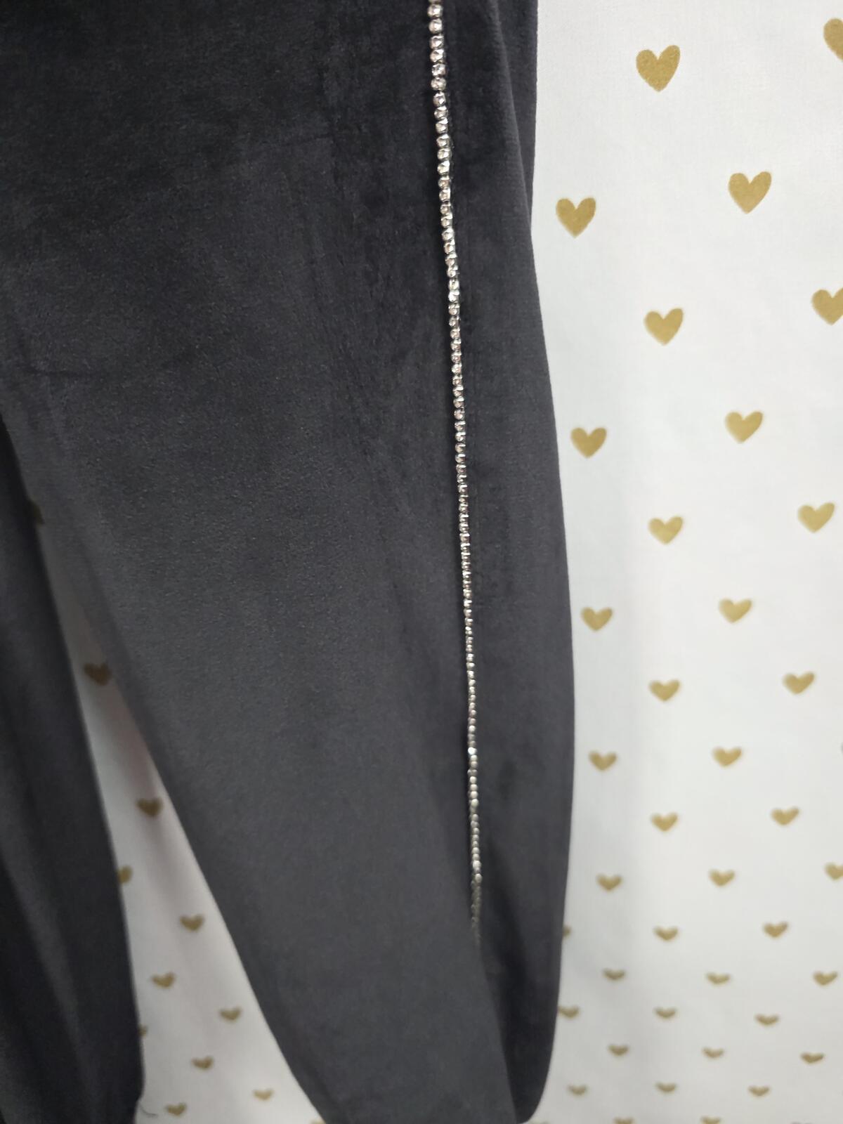 Victorias Secret ON POINT Velour BLING Rhinestone Stripe Joggers Sweats XS