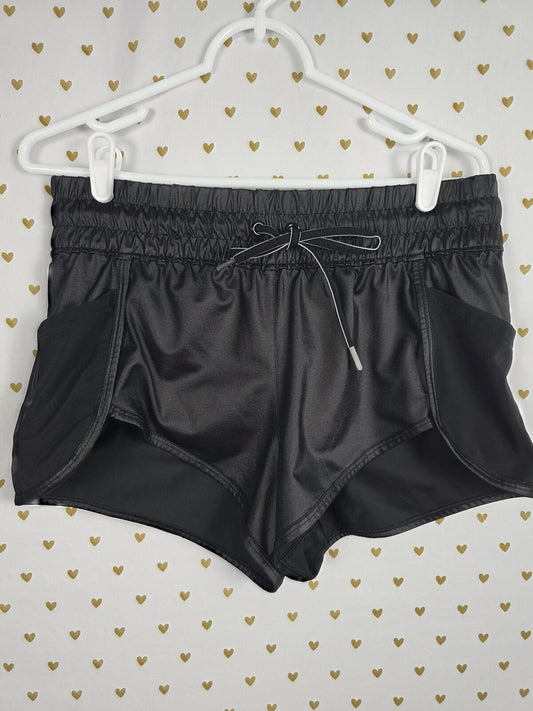 Victorias Secret SPORT WET LOOK Jogging Running Shorts active sheer panel MEDIUM