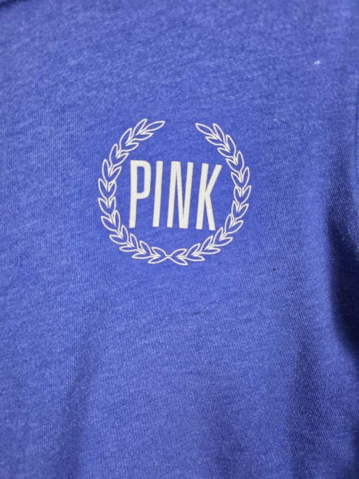 Victorias Secret Pink Pullover Thin Sweater Shirt Logo Hoodie Blue MEDIUM