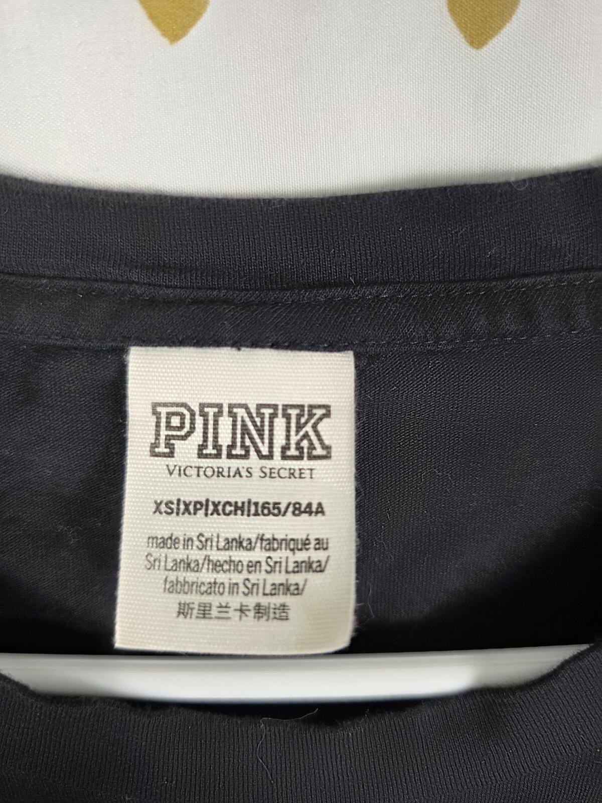 Victorias Secret PINK Rainbow Logo BLING Sequined Tee shirt XS Oversized