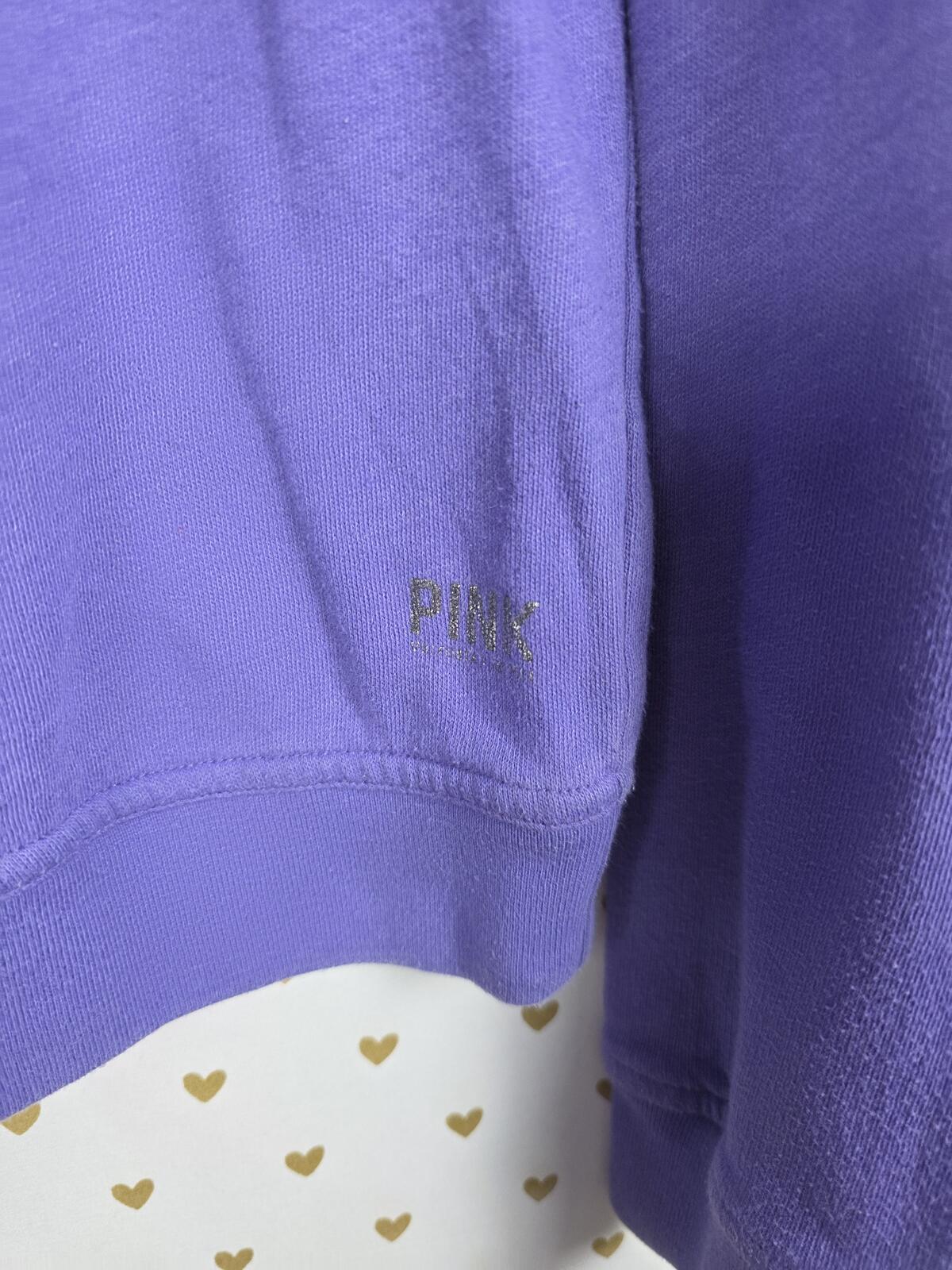 Victorias Secret Pink Purple BLING Shoulder accent rhinestone sweater shirt MED