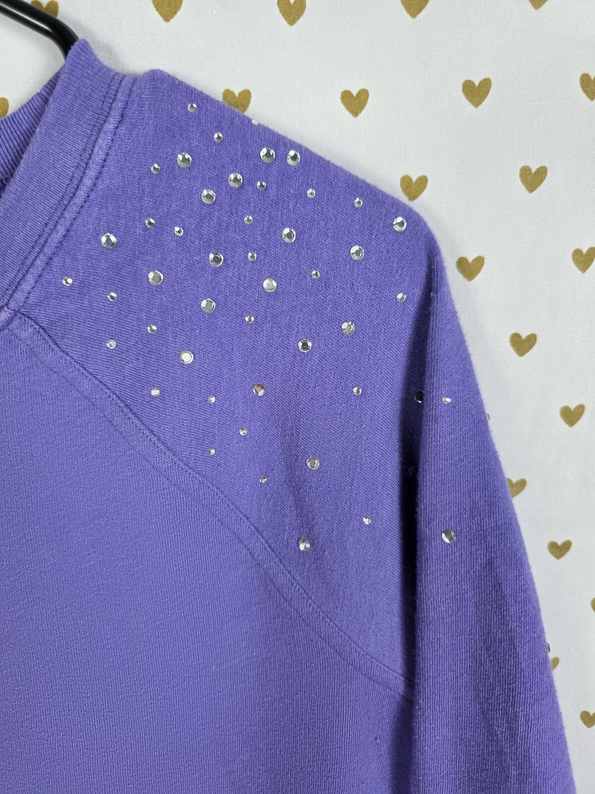 Victorias Secret Pink Purple BLING Shoulder accent rhinestone sweater shirt MED