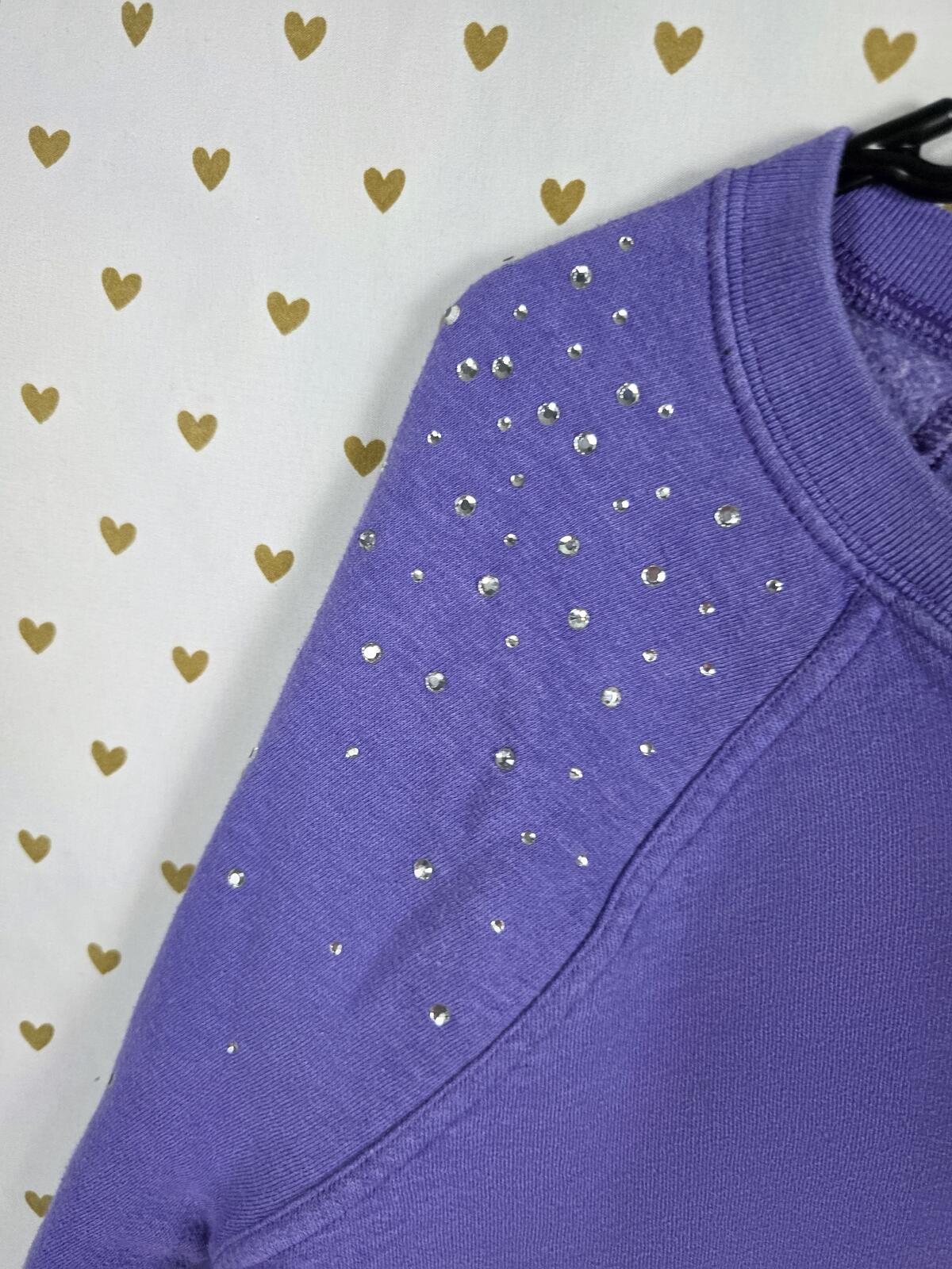 Victorias Secret Pink Purple BLING Shoulder accent rhinestone sweater shirt MED