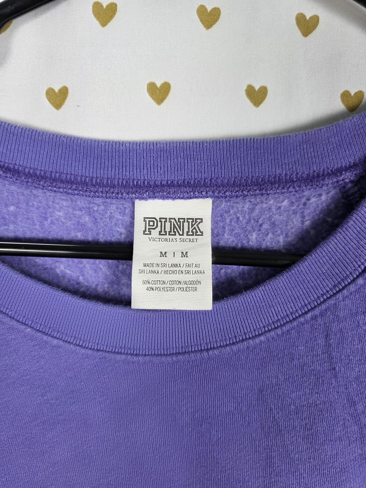 Victorias Secret Pink Purple BLING Shoulder accent rhinestone sweater shirt MED