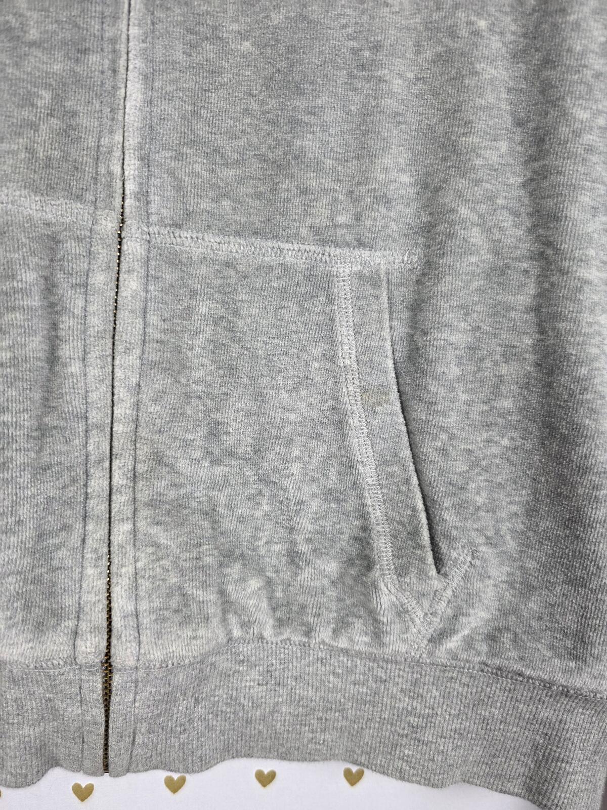 Victorias Secret Pink Grey VELOUR FUR LINED Hoodie Jacket BLING Gold Sequined S