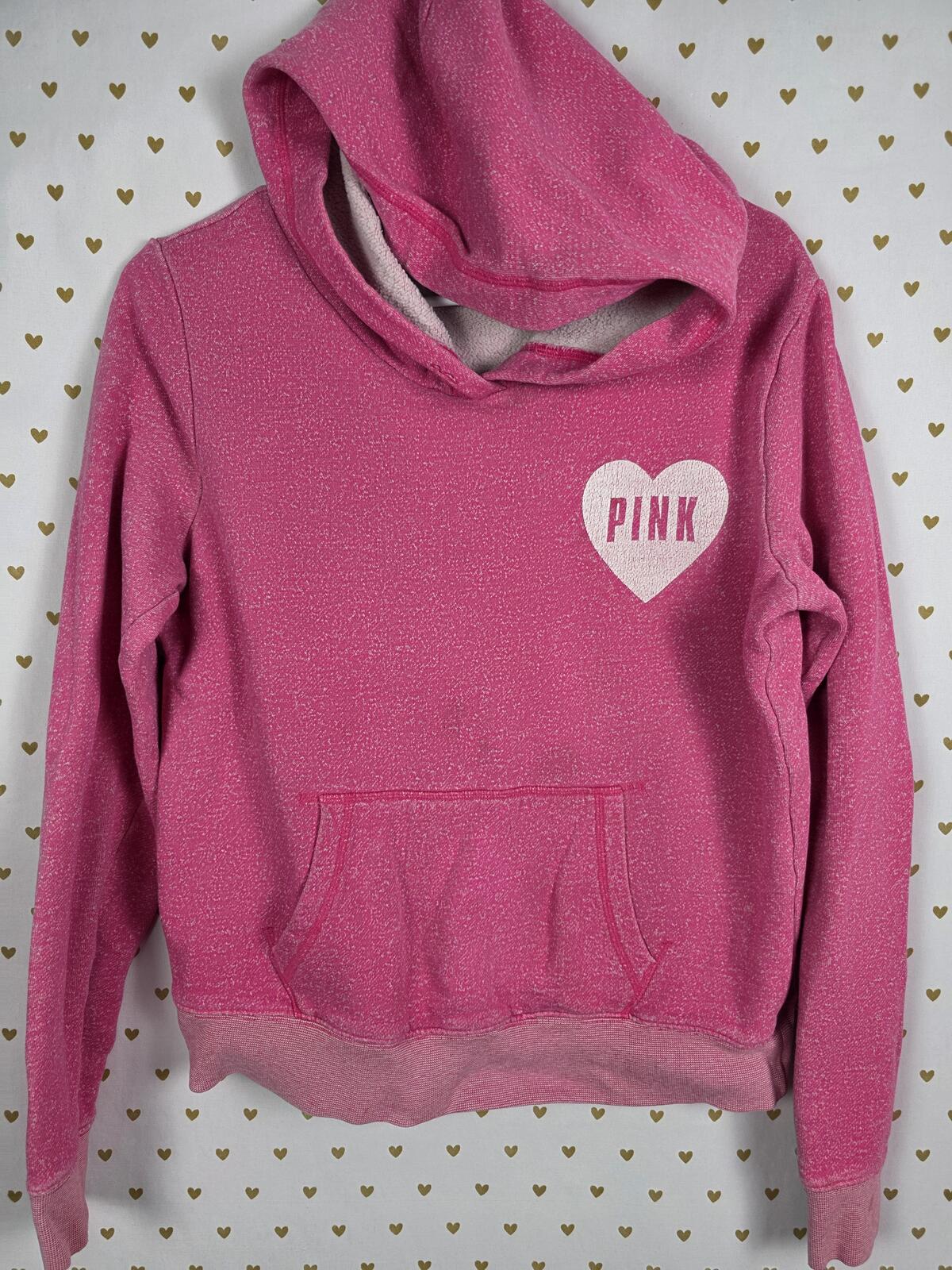 Victorias Secret Pink Pullover Heart Logo Sweater Shirt Hoodie vintage MEDIUM