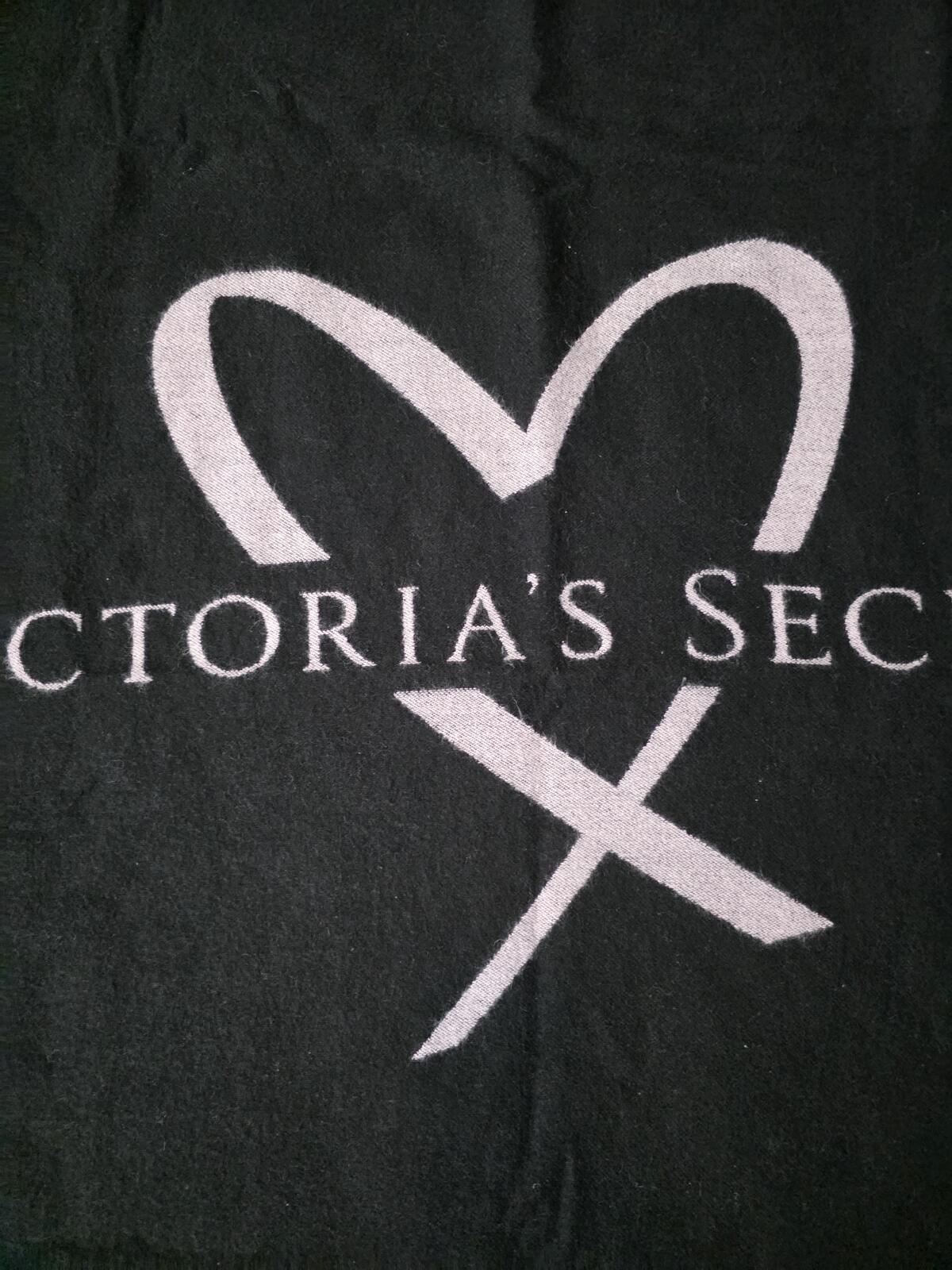 Victoria's Secret Black Fringe Heart Throw Blanket 60 x 52" Super Soft NEW