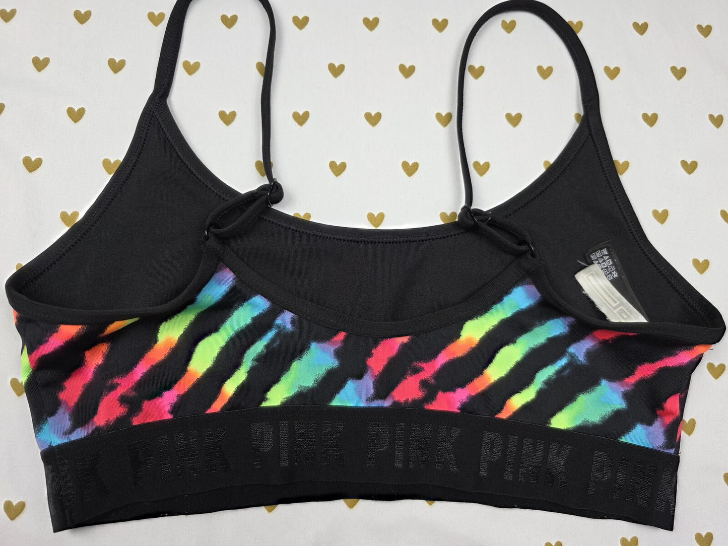 Victorias Secret Pink Rainbow Zebra Sports Bra MEDIUM Bralette Bra Top Tank