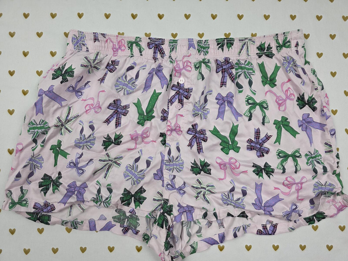 Victorias Secret PINK BOWS Silky Medium Sleep Shorts Boxers Pajama Bottoms