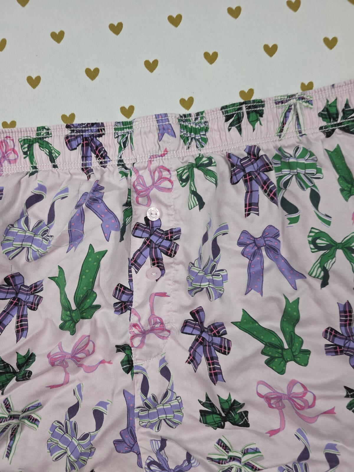 Victorias Secret PINK BOWS Silky Medium Sleep Shorts Boxers Pajama Bottoms