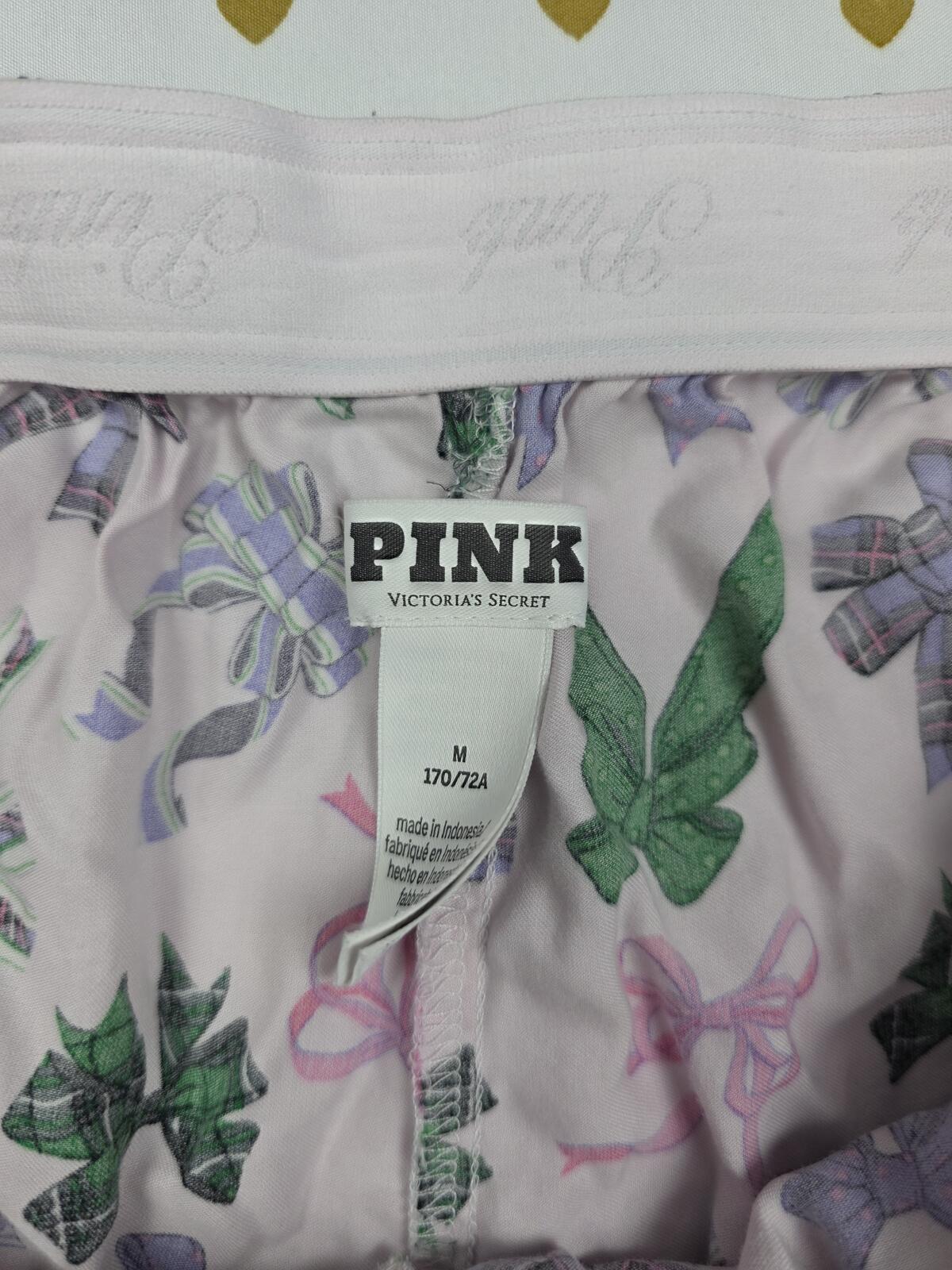 Victorias Secret PINK BOWS Silky Medium Sleep Shorts Boxers Pajama Bottoms